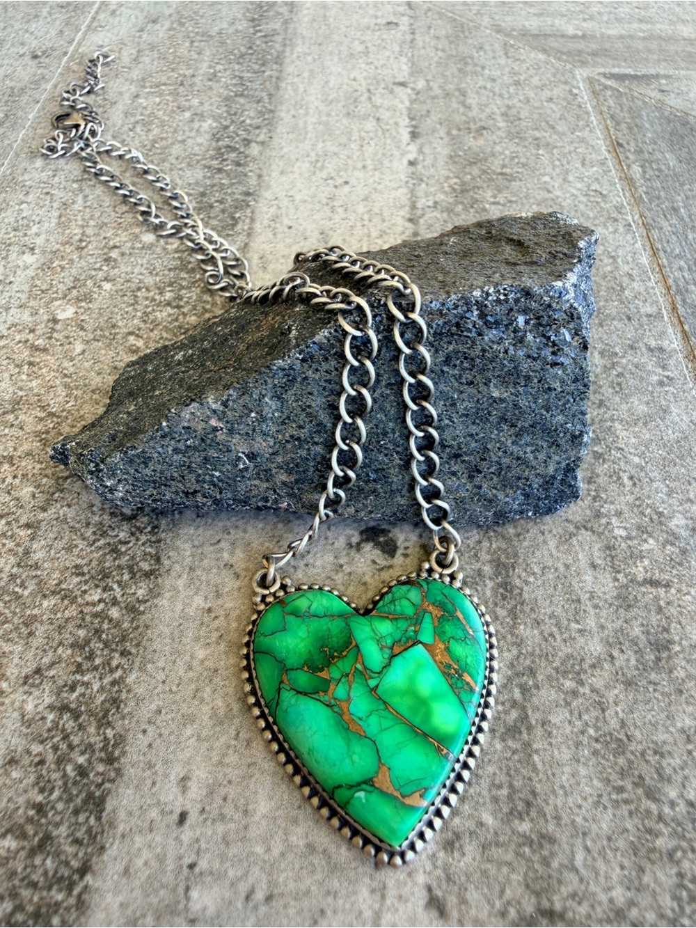 Peacock Dahlia Heart Statement Necklace